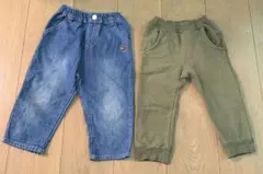 デニムとオリーブ色ボトムスセット 90.95