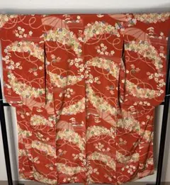 アンティーク　着物　小紋　正絹　花柄　唐草　RT4のサムネイル