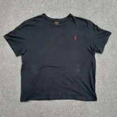 【希少】00s Ralph Lauren Tシャツ 黒 赤ポニー 刺繍 XL
