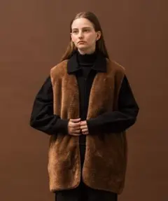 Allumer　シンセティックファーミリタリーライナーベスト　ダークブラウン