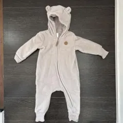 H&M ベージュ フリースロンパース