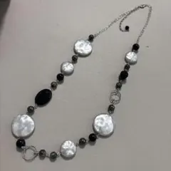 ホワイトブラックパールオニキスネックレス