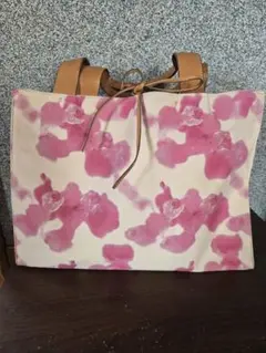 【美品】by homeostyle ピンク花柄キャンバストートバッグ