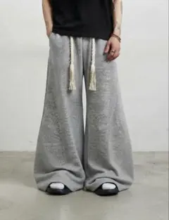 グレー スウェットパンツ ワイドシルエット 韓国ファッション(値下げ可能)