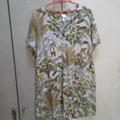 H&M ボタニカル柄 チュニック 半袖 Lサイズのサムネイル