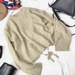 新品未使用品【マジェスティックレゴン】ケーブル バックレースアップニット