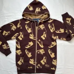 裏起毛総柄スウェットパーカーメンズブラウン