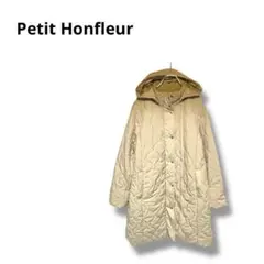 【プチオンフルール】キルティング　ジャケット　ロング丈　フード　カジュアル　白