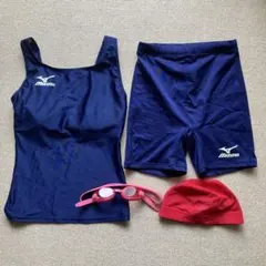 【中古】ミズノ セパレート水着 女性用 Sサイズ ゴーグル キャップ３点セットのサムネイル