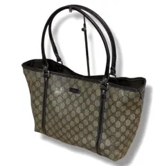 グッチ　トートバッグ　A4収納可　GG柄　PVC　レザー　ベージュ　197953