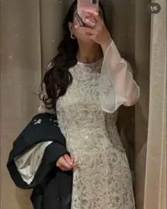 ANDRESD leaf embroidery back designdress