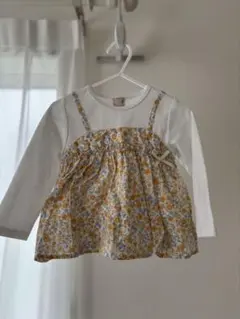プティマイン フラワープリント 長袖Tシャツ 女の子 90サイズ