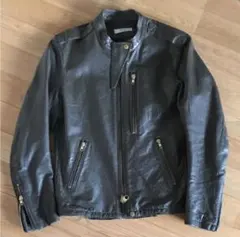 アダムエロペ レザージャケット シングル ライダース カーキ　S〜Mサイズ