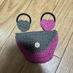 ハンドメイド　ミニポーチとヘアゴム　セット