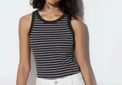UNIQLO アメリカンスリーブブラタンクトップ　ボーダー　ブラック M