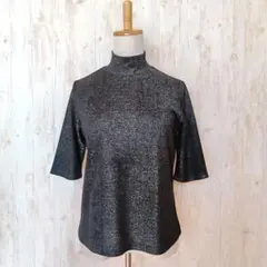 日本製レスピーギ　ラメカットソー　五分袖