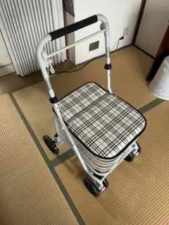 椅子付歩行器 幸和製作所シルバーカー ネイビー チェック柄 - メルカリ