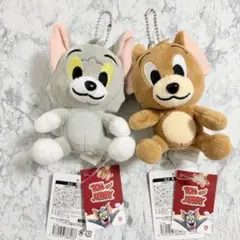 トムとジェリー おすわりマスコット ぬいぐるみ キーホルダー 2種セット