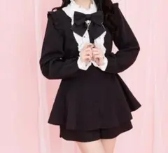 ♡ 訳アリ シークレットハニー アクセサリーリボン長袖セットアップ 黒 ♡