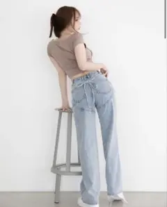 ANDMARY Back ribbon denim cargo pants - メルカリ