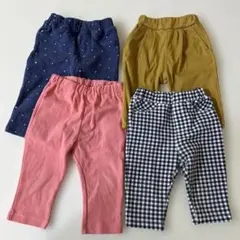 70サイズ パンツセット ネイビー ピンク チェック