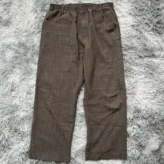 【訳あり】茶色 ストレートイージーパンツ (LL) 大きいサイズ ウエストゴム