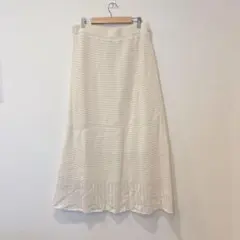 .GU フレアスカート ロング ニット　アイボリー 白　XL 大きい　おしゃれ