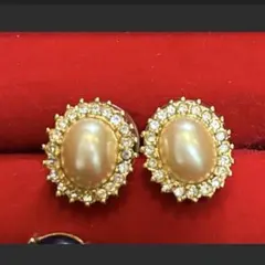 l*7様 本日まで　MONET ヴィンテージ　ピアス パール　ラインストーン