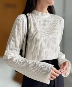 Dazy ホワイト リブ 長袖トップス Tシャツ ロンT 白 SHEIN S