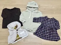 女の子 80cm ロンパース ベスト 長袖 ワンピース まとめ売り 耳付きフード