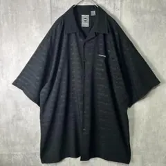 レーヨン 刺繍 オープンカラー シャツ 黒 木ボタン ヤシの木 カクテル 