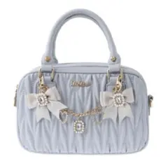 LIZLISA キルティングリボンチャームポシェットショルダーバッグ ブルー