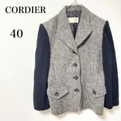 コルディア　ヘリボーン柄　ツイードジャケット　袖ニット切替え　日本製　40