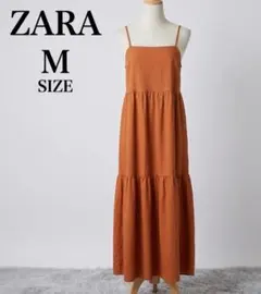 ZARA ザラ ティアード ワンピース オレンジ M リゾート キャミワンピ