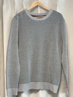 BEAMS ワッフル編みニット L グレー 春ニット サーマル調