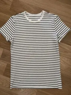 【UNIQLO】ソフトリブボーダークルーネックTシャツ L