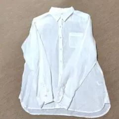 【無印良品】麻100長袖白シャツ　Lサイズ
