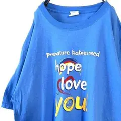 アンビル hope love you Tシャツ XL ブルー 青 古着