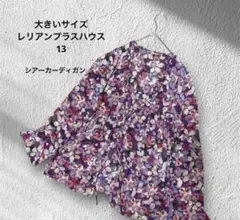 大きいサイズ！レリアンプラスハウス/シアーフラワーカーディガンのサムネイル