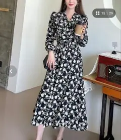 BLANC FICELLE フラワープリント ワンピース