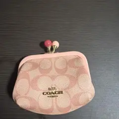 COACH シグネチャー がま口 コインケース ピンク