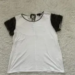 Drawer ラメ フリル袖 バックリボン カットソー Tシャツのサムネイル