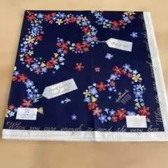 Hallmark ハンカチ ネイビー 花柄 綿100% 日本製