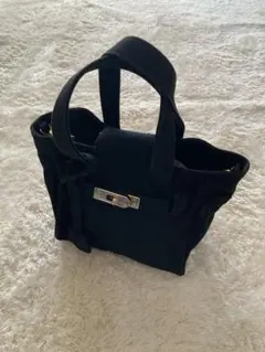 ブラック　キャンバス　ハンドバッグ　ショルダーバッグ2way