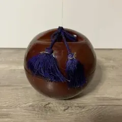 B-3 ② 【アンティーク】天然木 菓子器 菓子鉢 蓋付き 房付き タッセル