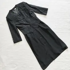 礼服レデース東京ソワールブラックフォーマルワンピースイギンレースジャケットセット