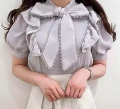 evelyn パールフリルリボンブラウス　地雷量産型 オタ活 参戦服 フェミニン