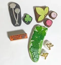 ブルーベリー ラズベリー クローバー シロツメ草 アイビー 鳥 スタンプ セット