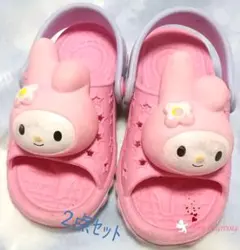 キッズクロックスパパママシリーズ黒、サンリオ 14㌢ピンク15㌢set♡