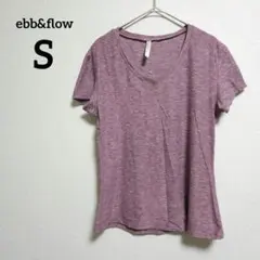 ebb&flow 【S】 ピンク　VネックTシャツ　ヨガ　ジム　まだら　快適